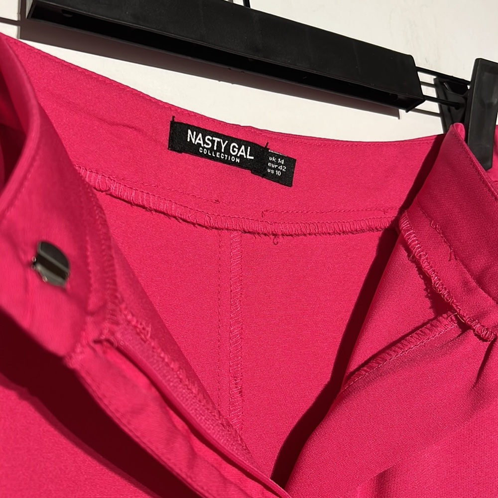 NEW Nasty Gal Hot Pink Tailored High Waisted Wide Leg Pants Size 10 - Picture 6 of 7
